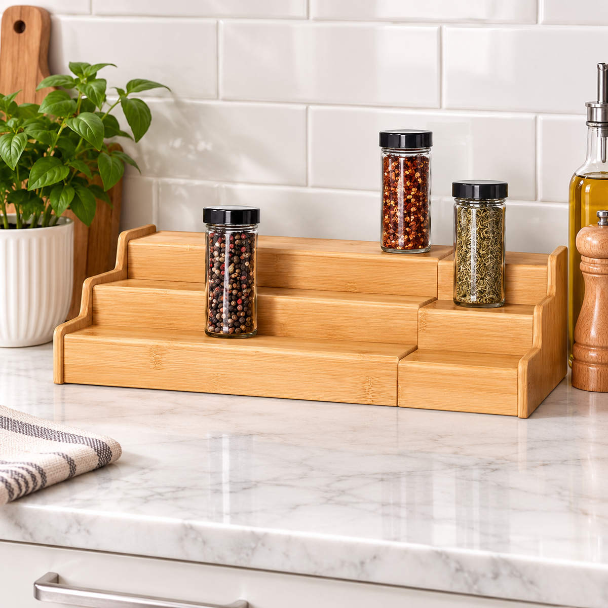 Expandable Bamboo 3-Tier Organizer