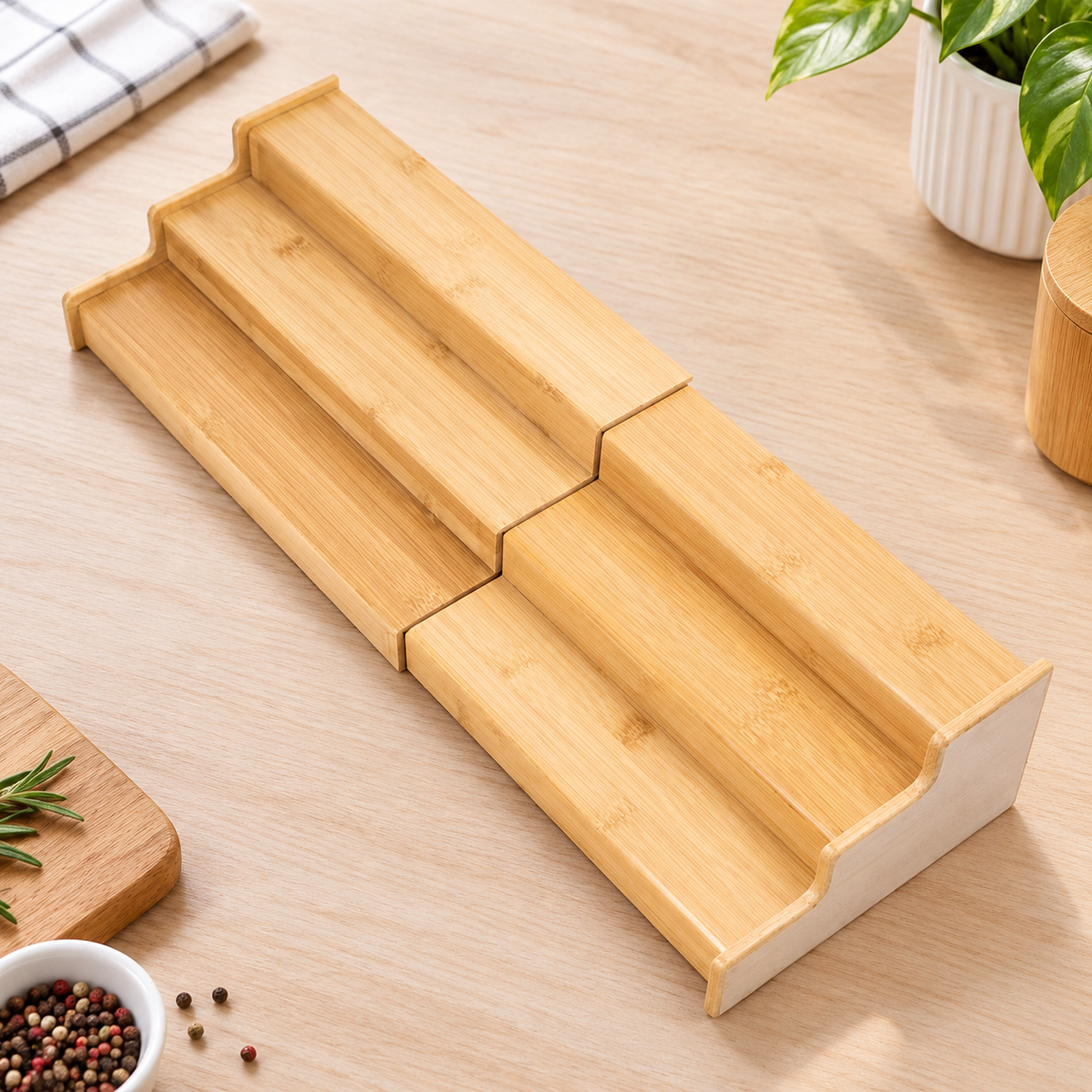 Expandable Bamboo 3-Tier Organizer
